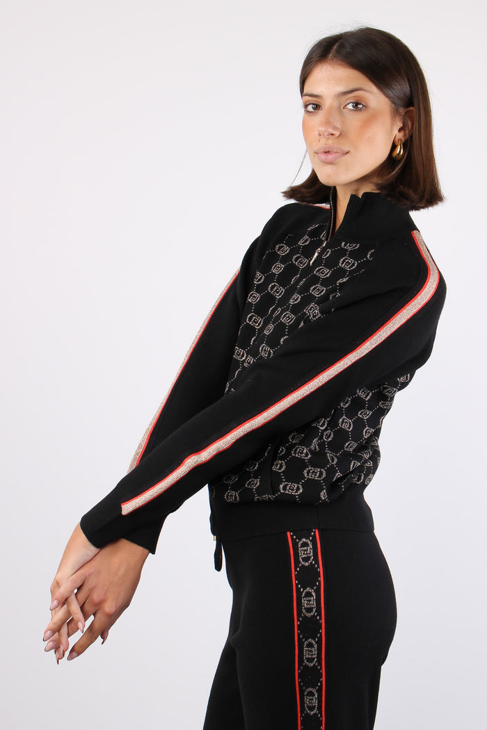 Maglia Zip Multi Logo Nero/rosegold-6