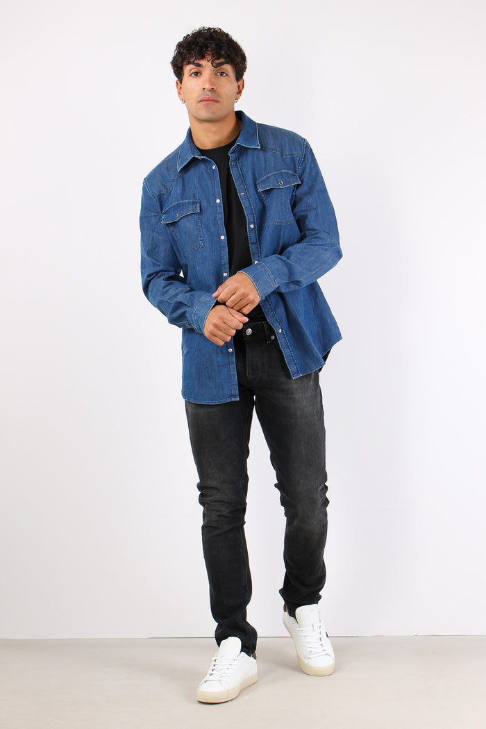 Camicia Denim Slim Denim Scuro-2