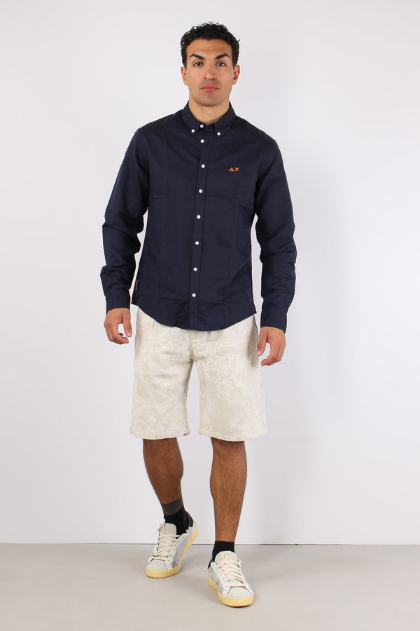 Camicia Basica Lino Navy Blue
