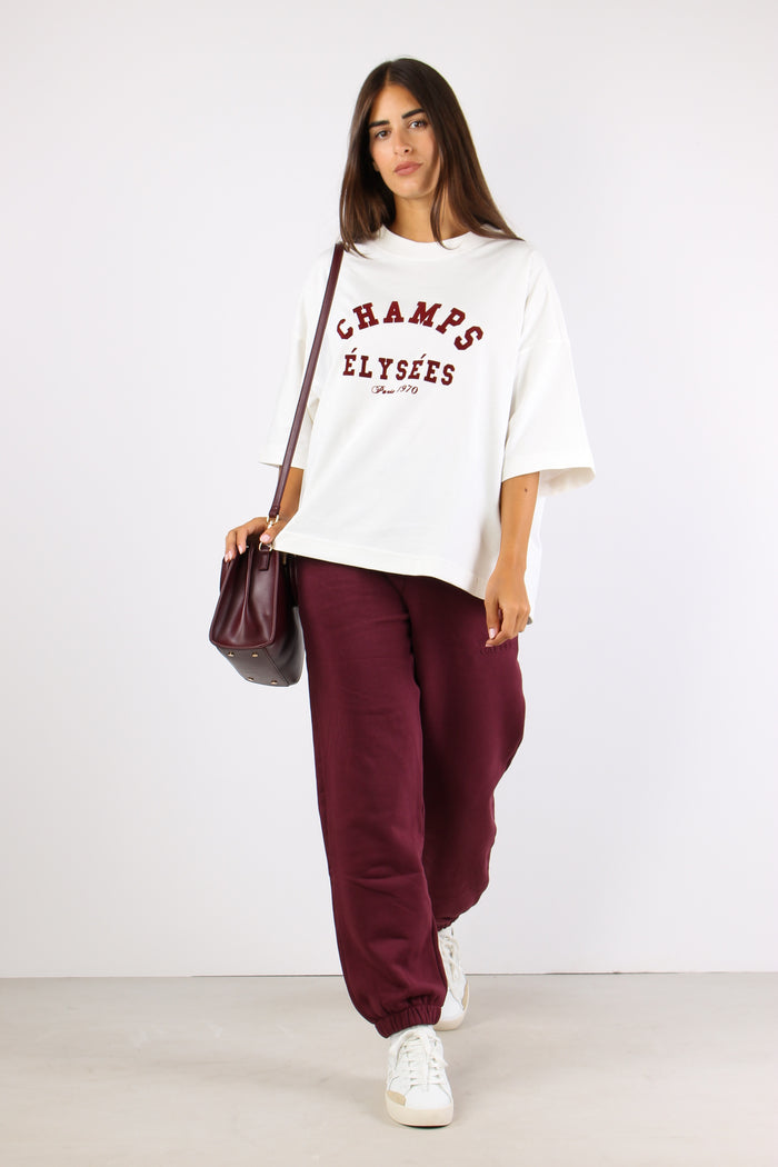 T-shirt Ricamo Flock Champs El Bianco/bordeaux