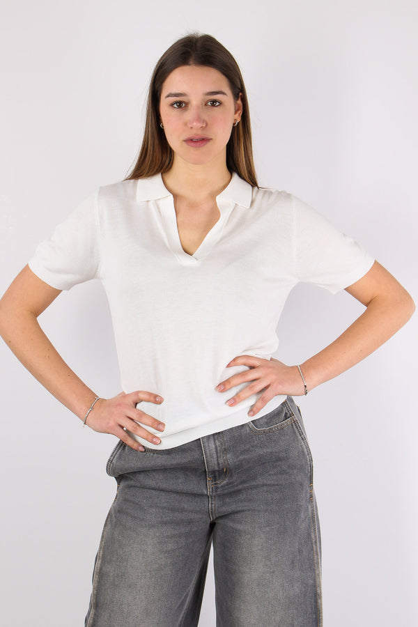 Polo Scavo V Viscosa Off White-2