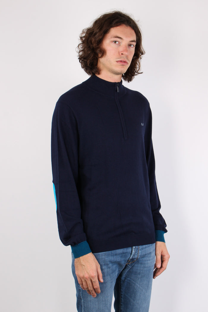 Mezza Zip Toppe Contrasto Navy Blue-4