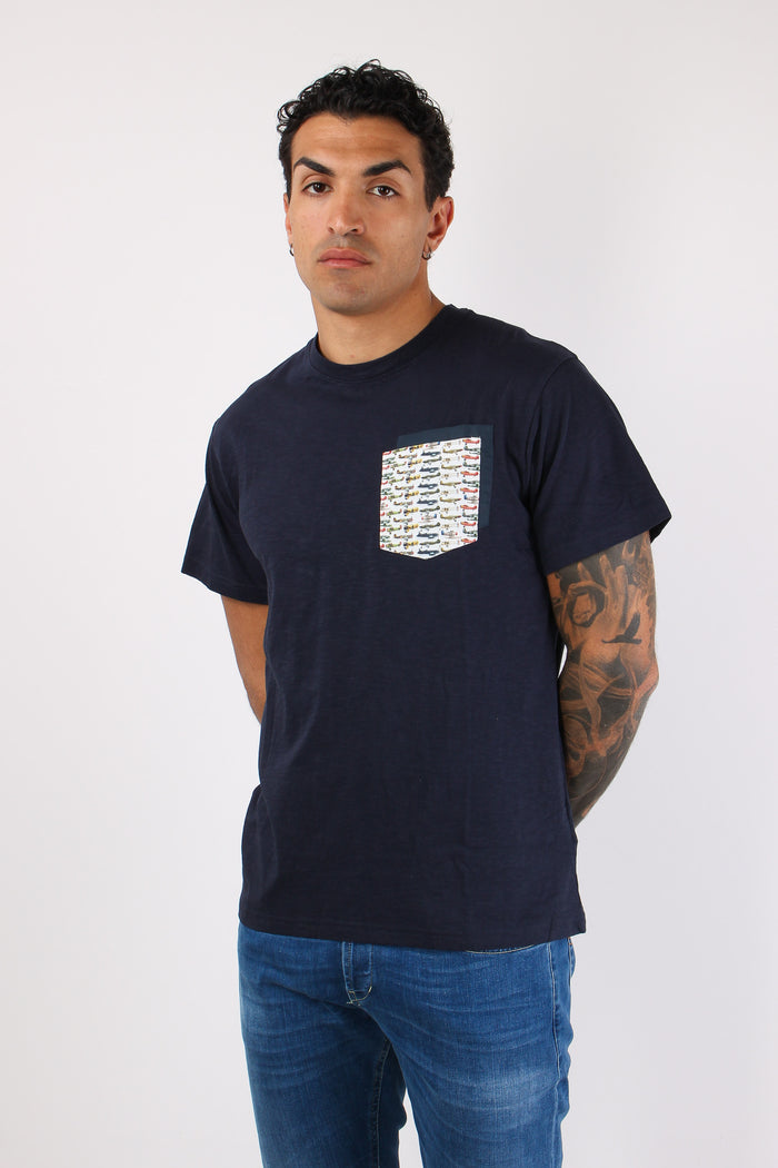 T-shirt Girocollo Taschino Blue-6