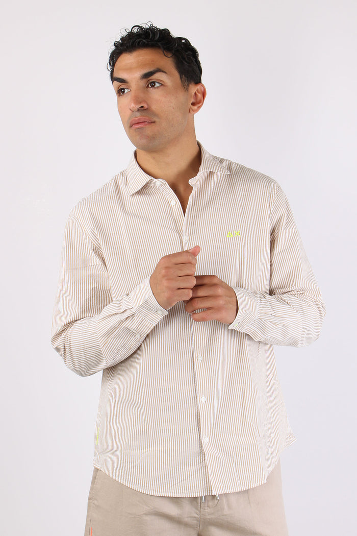 Camicia Fancy Riga Beige/bianco-6
