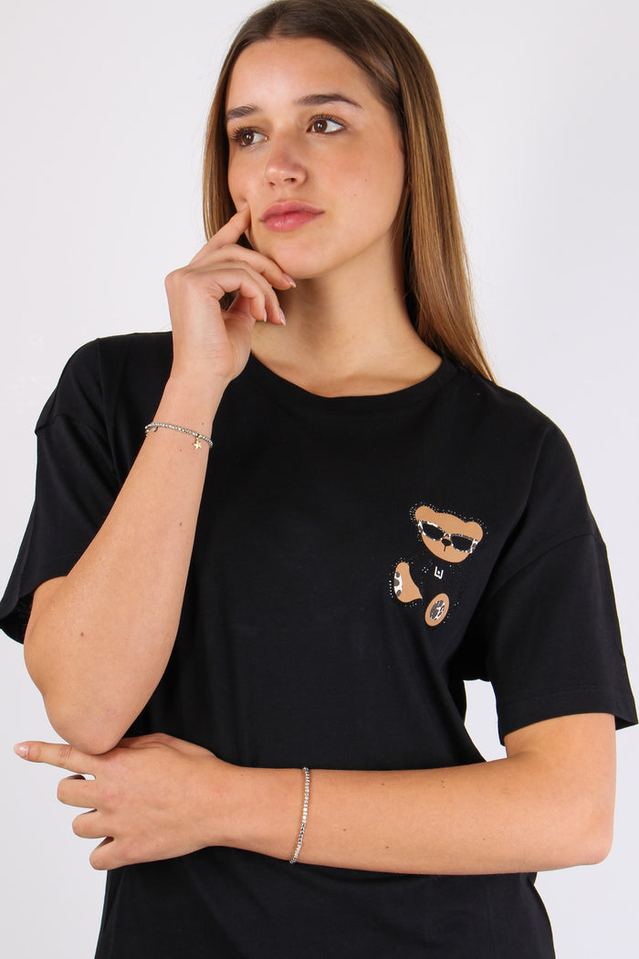 T-shirt Stampa Orso Laterale Nero/bear-3