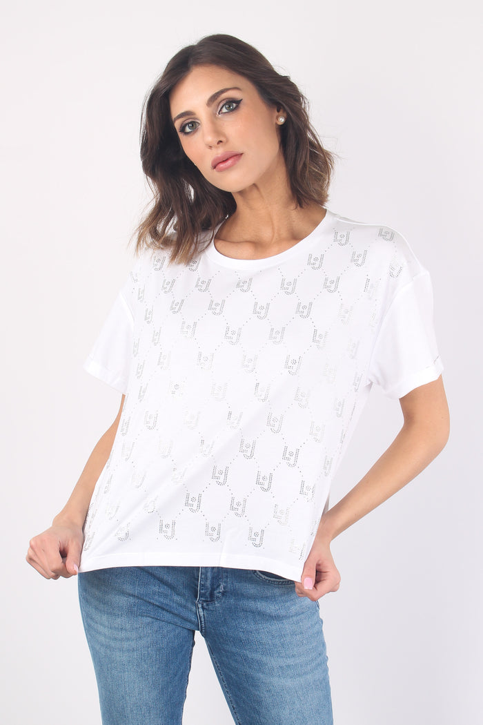 T-shirt Scatoletta Logo Allove Bianco Liujo-4