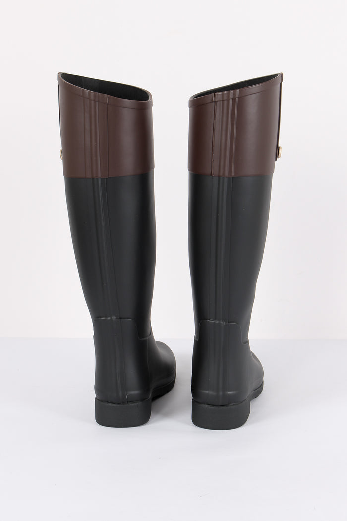 Refined Gold Trim Riding Boot Black/brown-3