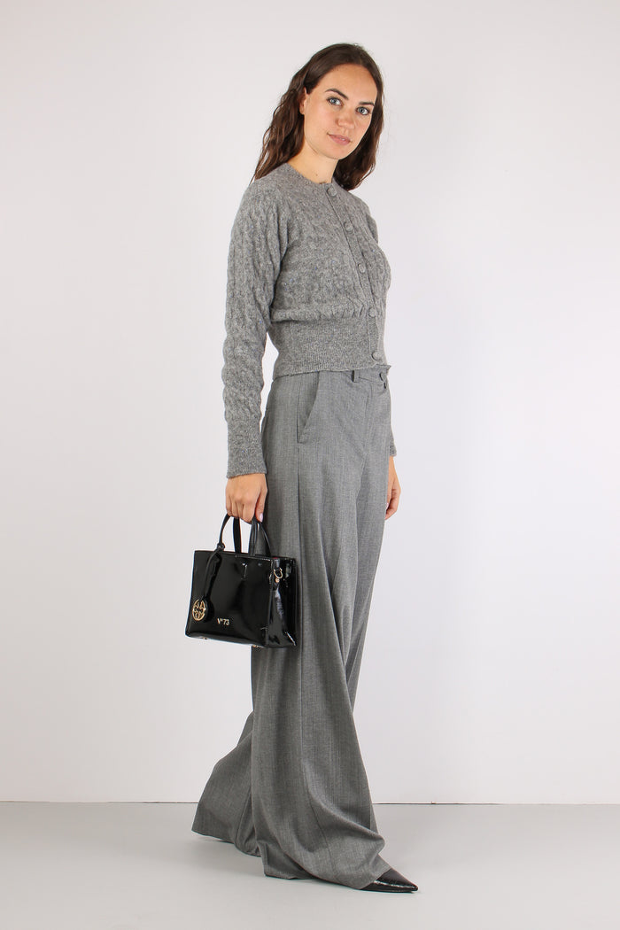 Mllapice Pantalone Palazzo Grigio Melange