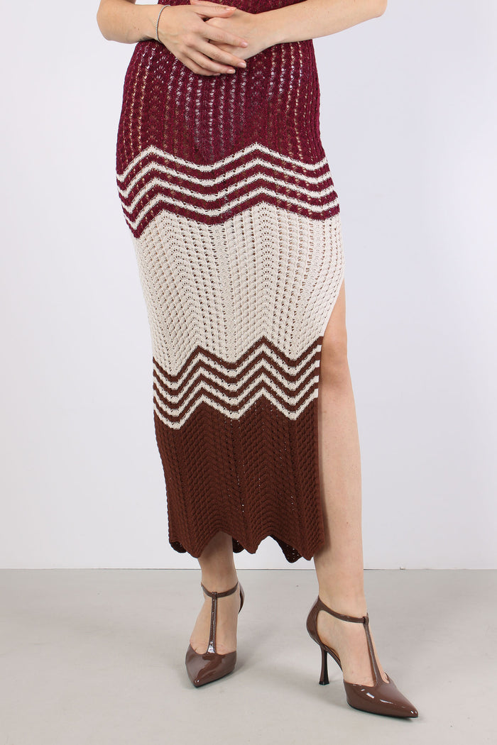 Abito Lungo Chevron Bordeaux-8