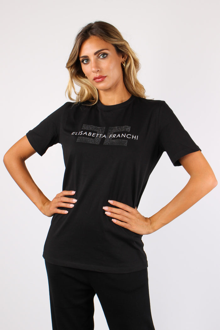 T-shirt Logo Strass Nero-2