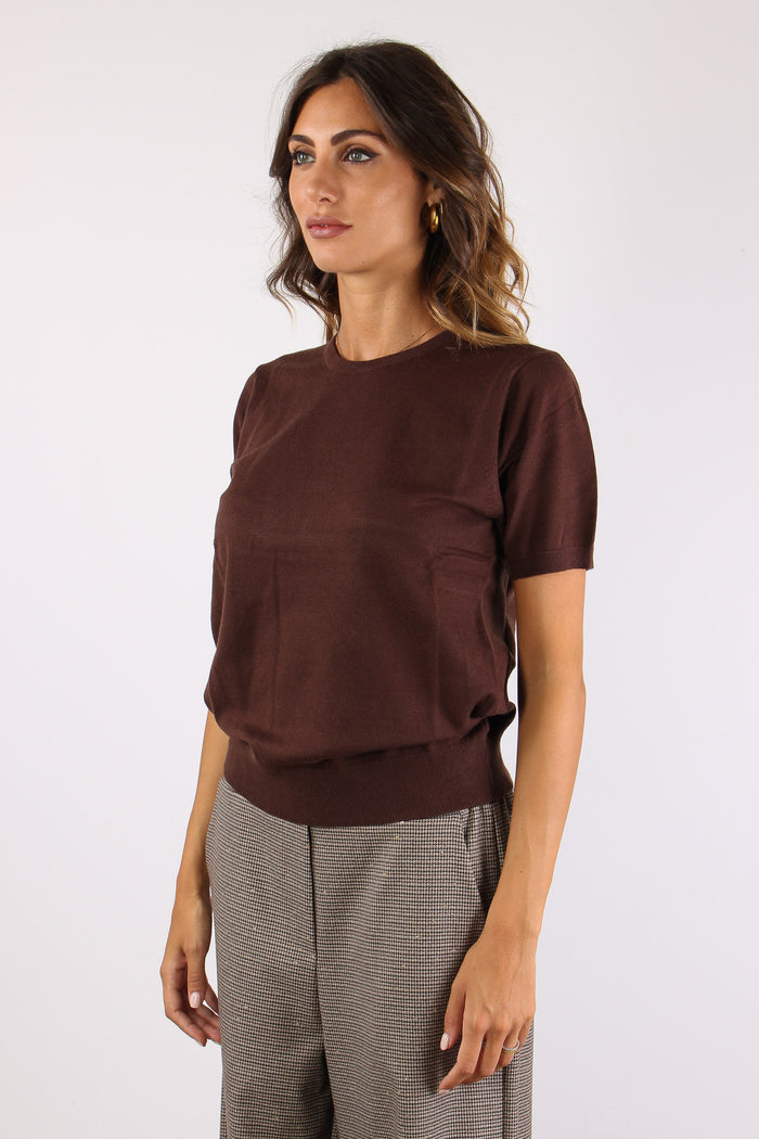 Maglia Girocollo M/m  Viscosa Cacao-3