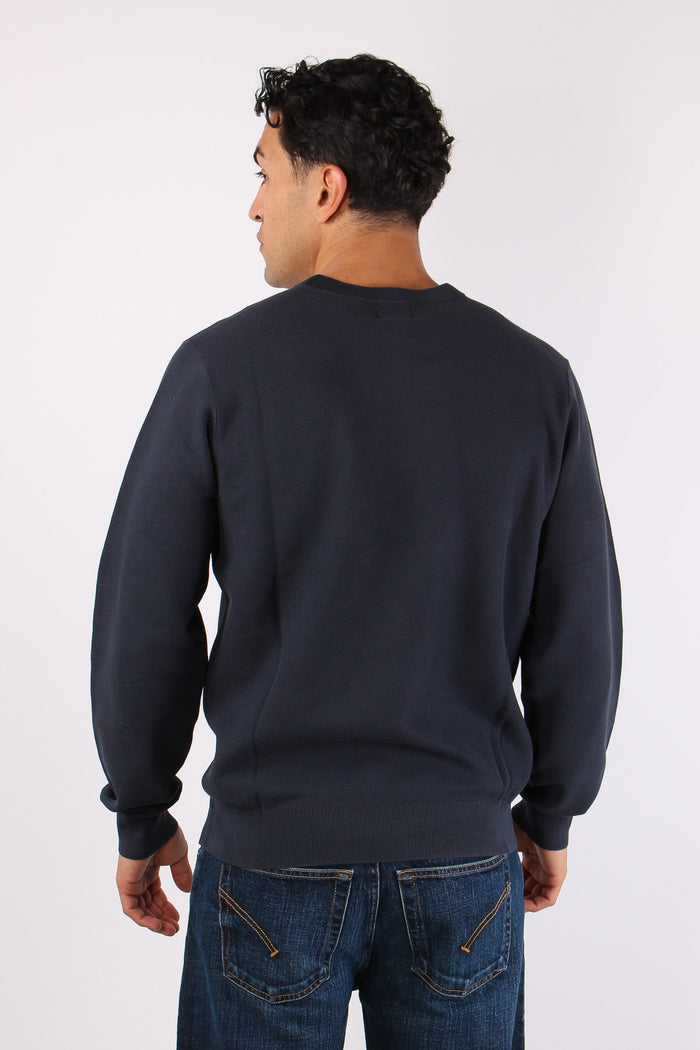 Maglia Girocollo Punto Riso Navy Blue-4