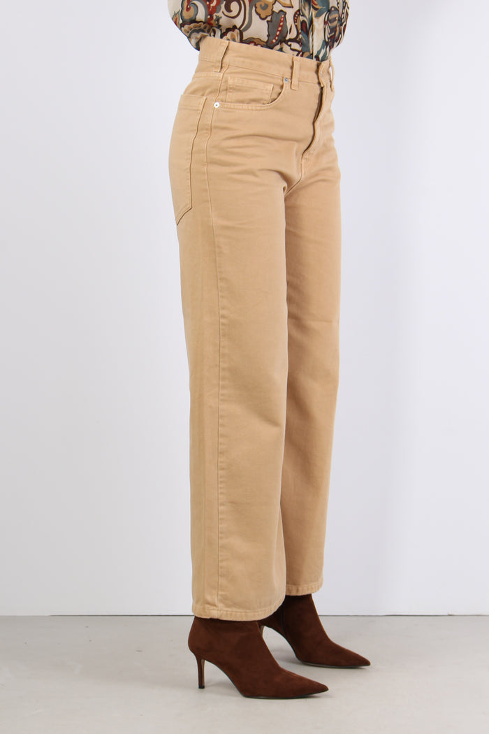 Pantalone Gamba Larga Maxi Tas Miele-5