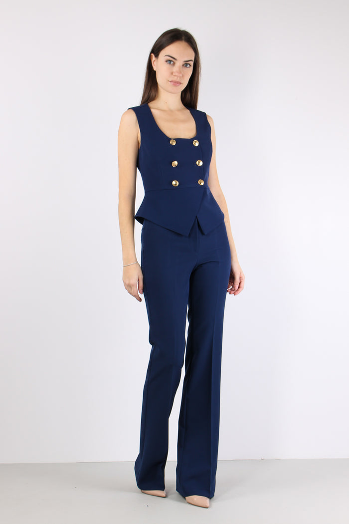 Top Doppiopetto Bottoni Oro Navy-5