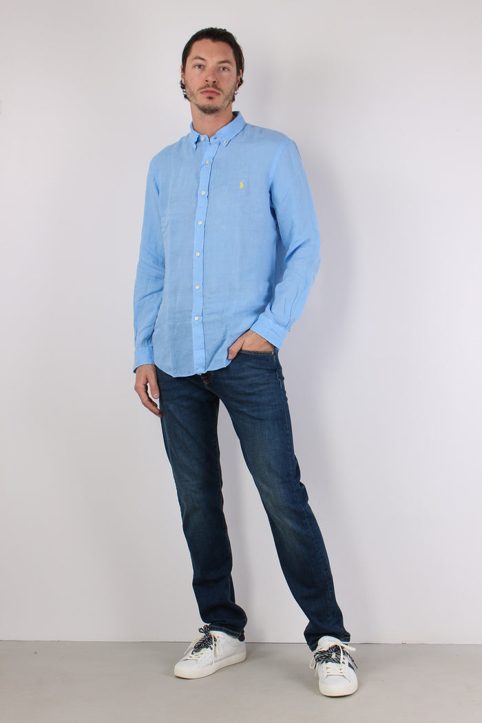 Camicia Lino Slim Fit Austin Blue-4