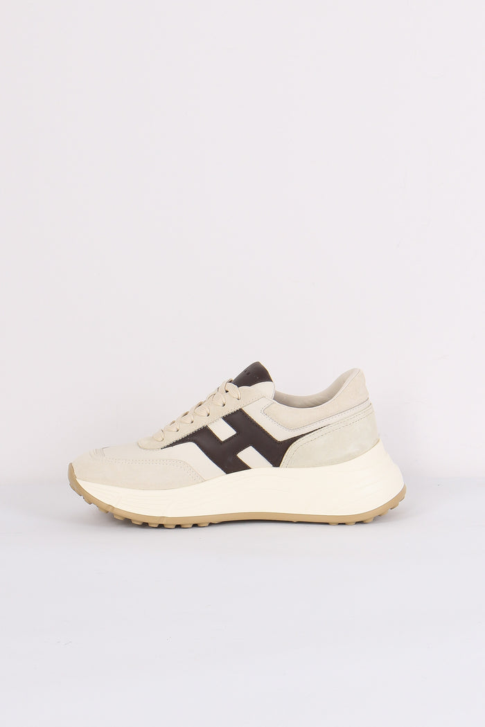 Sneaker Scamosciata Platform Avorio/marrone-5