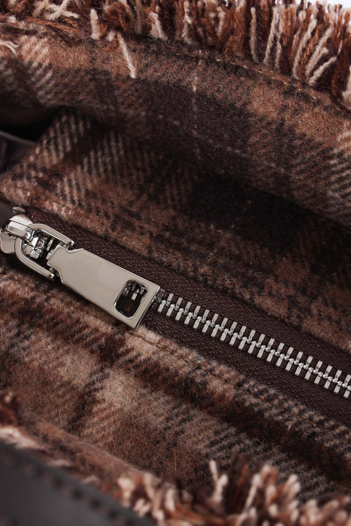 Borsa A Mano Mini Lana Tartan Brown/beige-8