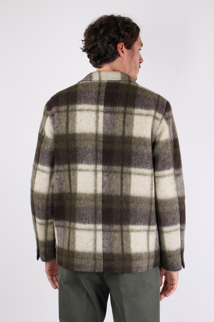 Coraggio Cappotto Lana Quadri Verde-4