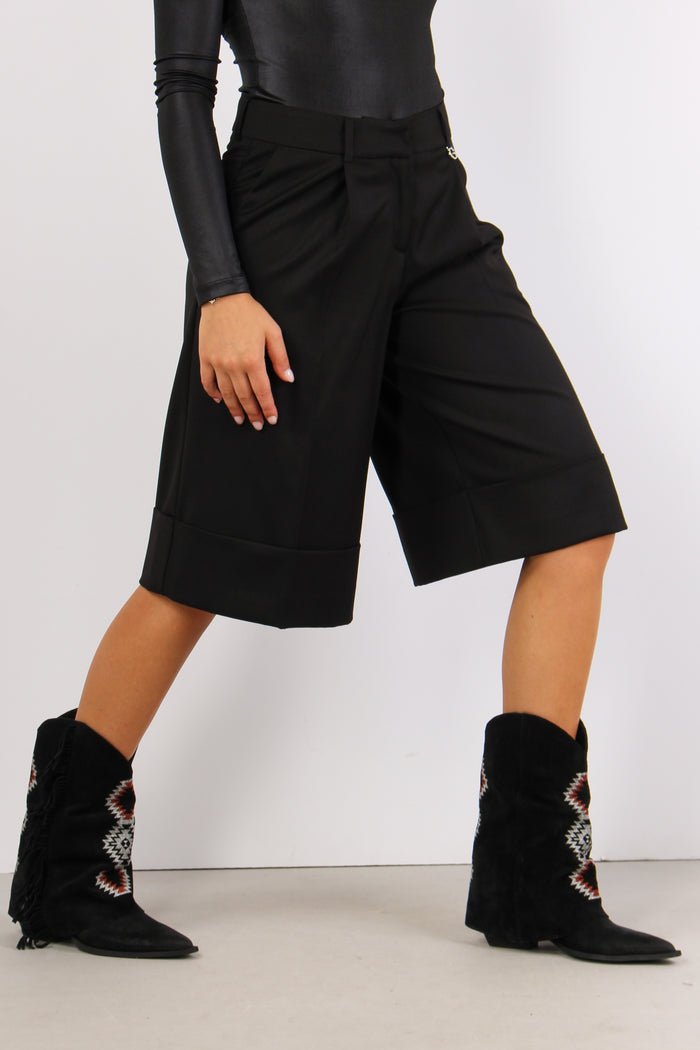 Bermuda Flanella Risvolto Nero-5