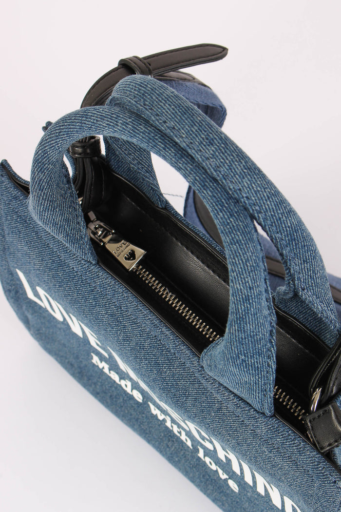 Shopping Mini Canvas Lettering Denim-4