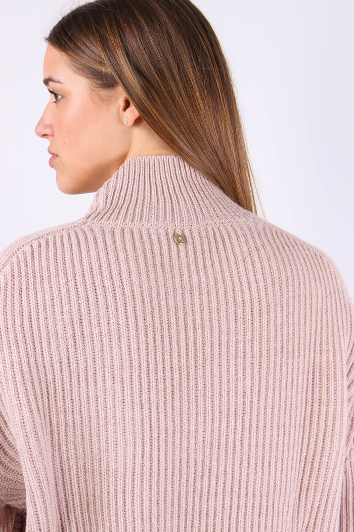 Maglia Collo Alto Pink Poudre-2