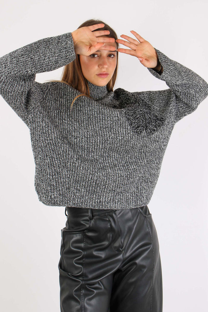 Maglia Collo Alto Nero/star White-7