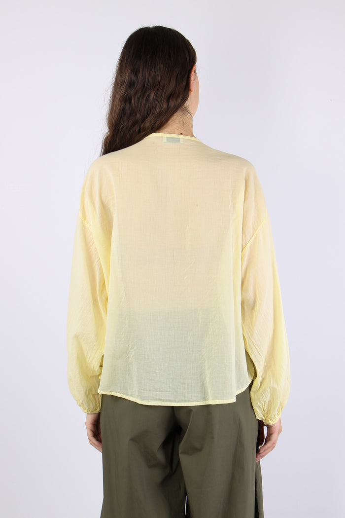 Blusa Mussola Inserto Macrame Giallo-5