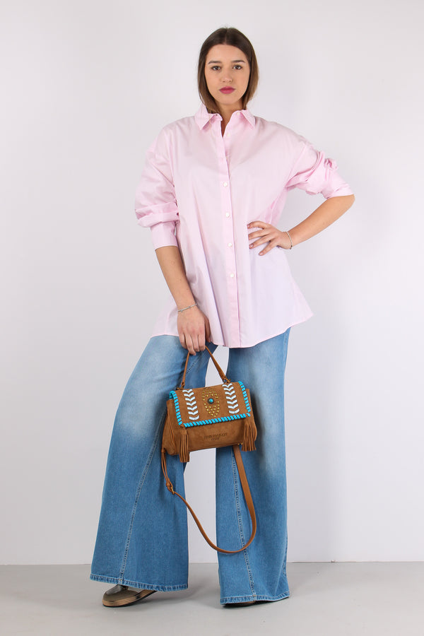 Camicia Aperta Dietro Rosa