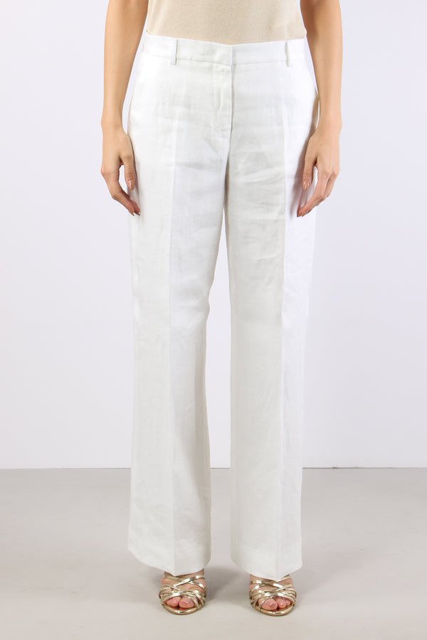Malizia Pantalone Dritto Lino Off White-2