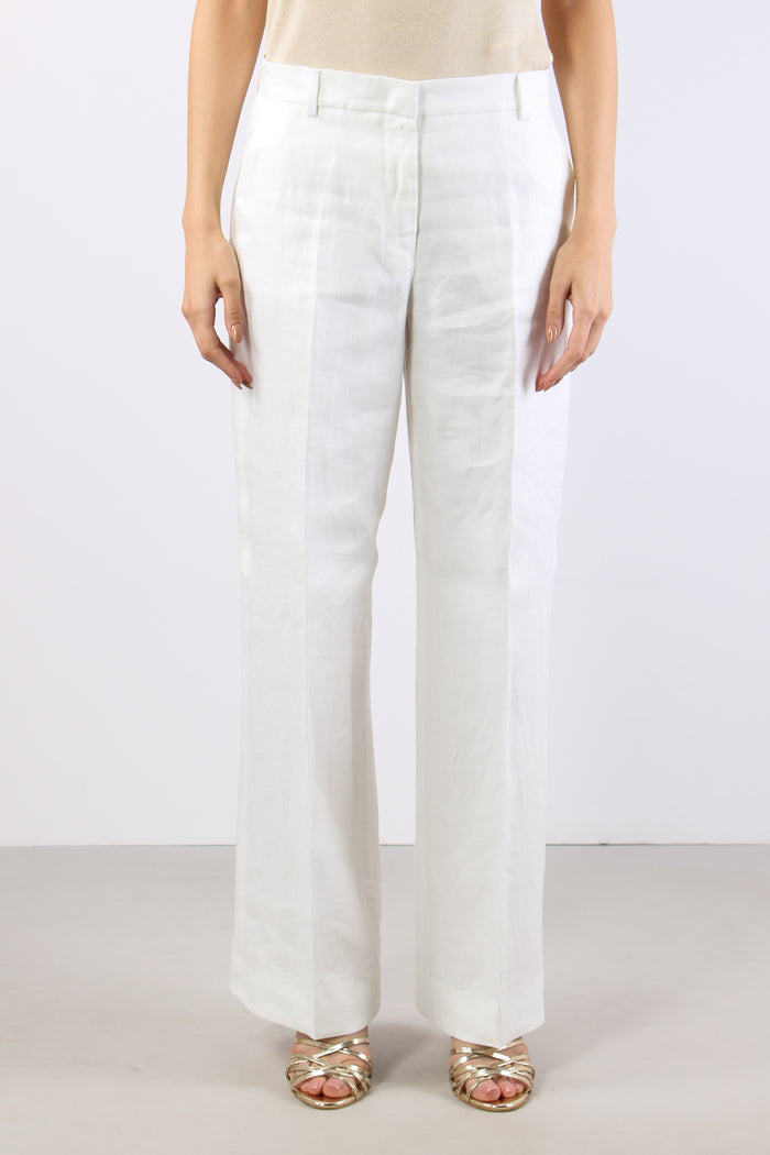 Malizia Pantalone Dritto Lino Off White-2