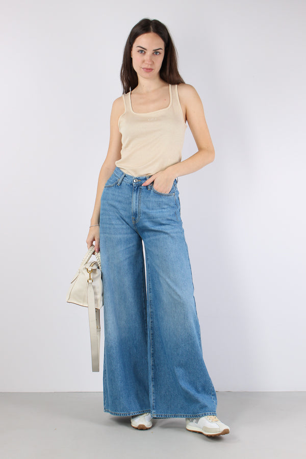 Denim Wide Misto Lino Denim Chiaro