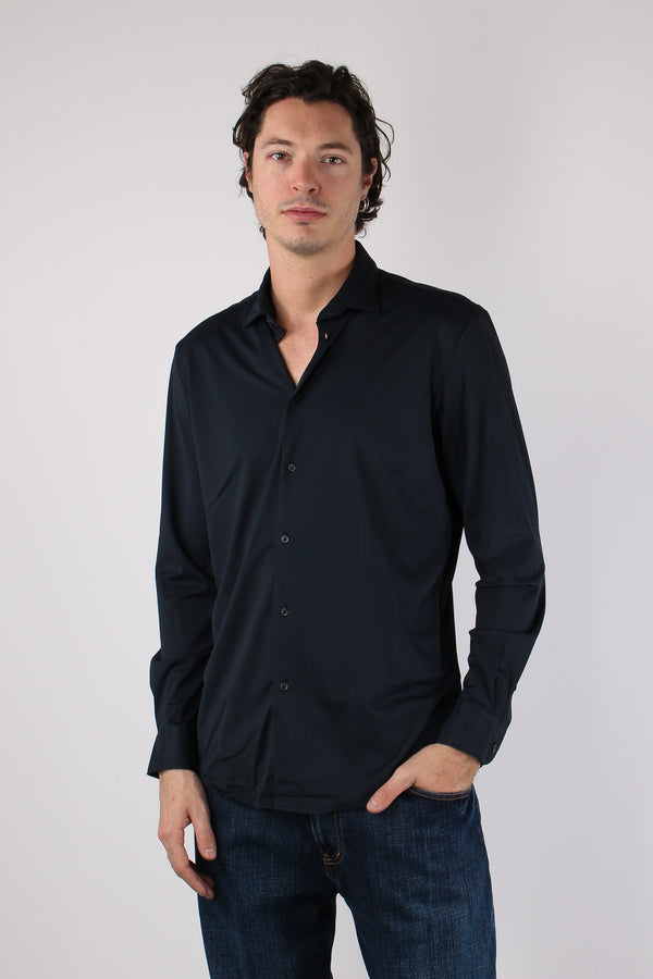 Camicia Tessuto Tecnico Blu Navy