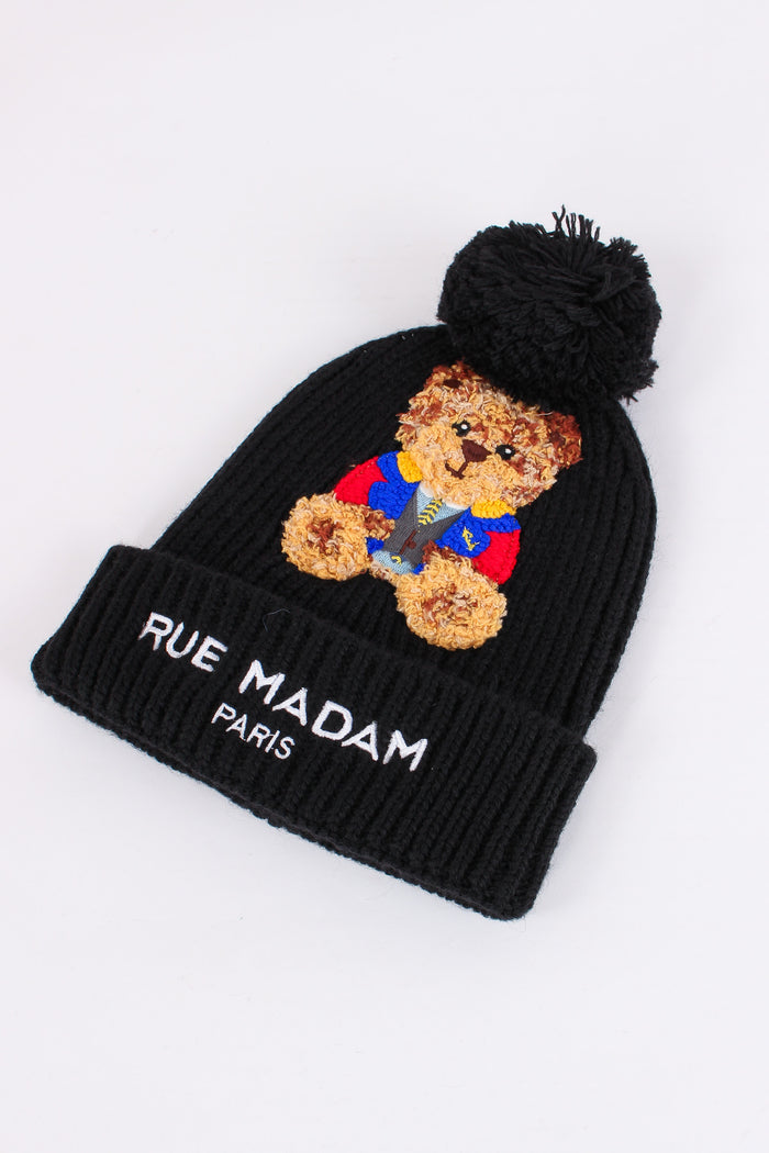 Cuffia Orsetto Pon Pon Black-2