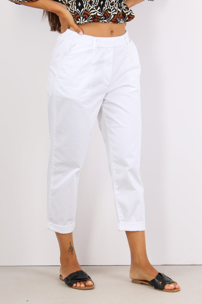 Pantalone Elastico Cotone Legg Bianco-6