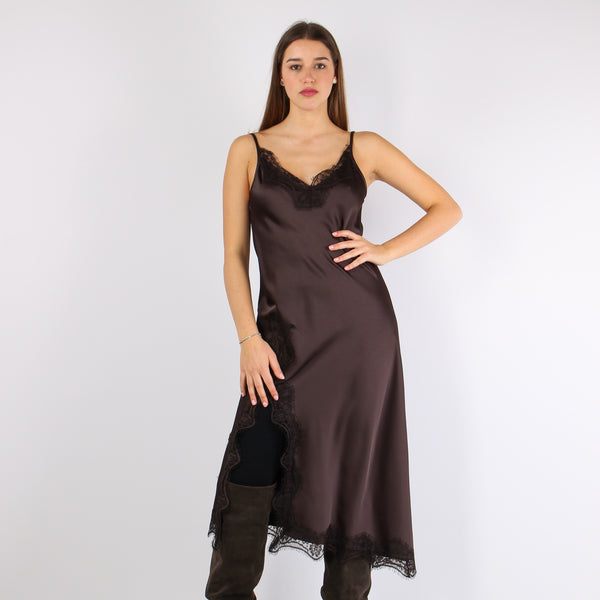 Abito Sbieco Inserti Pizzo Moro-2