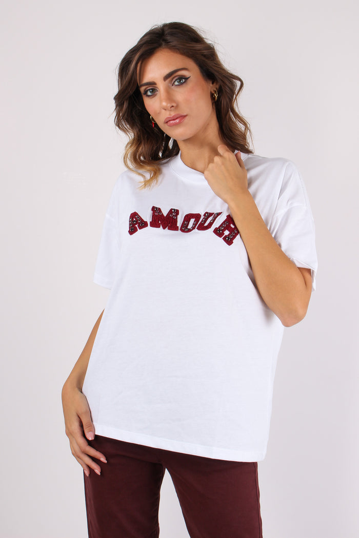 T-shirt Patch Amour Bianco-6