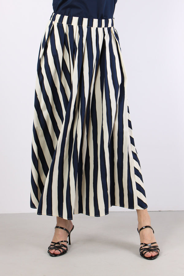 Uomo Gonna Cotone Riga Bianco/blu-2