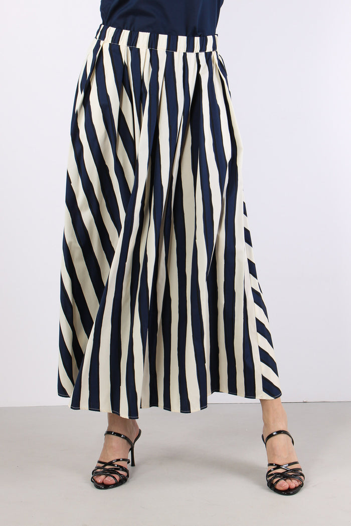 Uomo Gonna Cotone Riga Bianco/blu-2