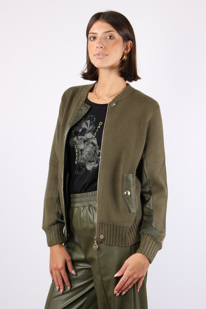 Maglia Full Zip Bomber Olive Night-5