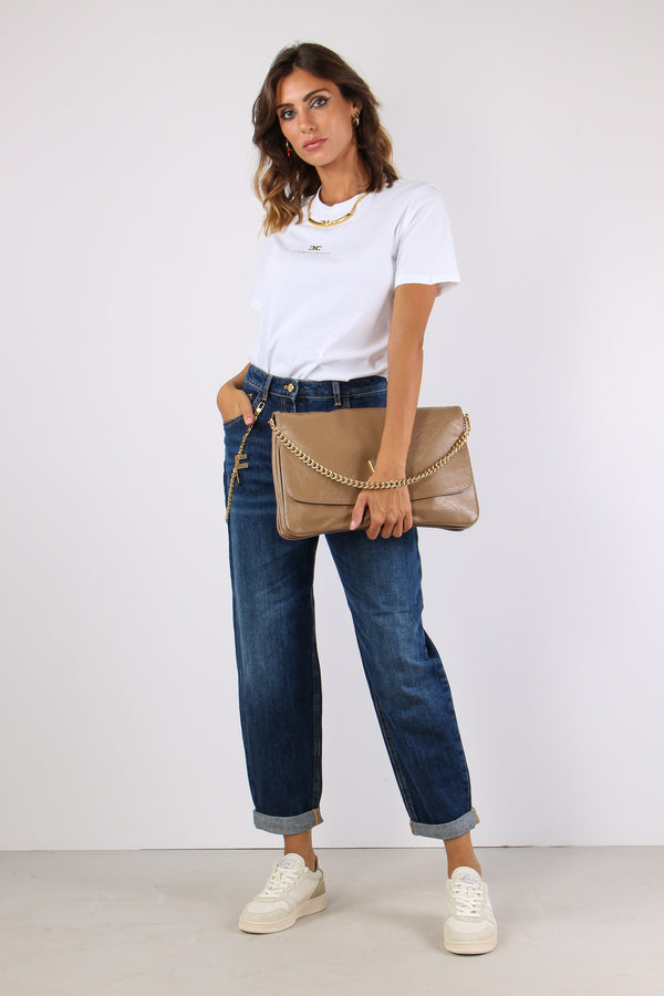 T-shirt Logo Catena Collo Gesso