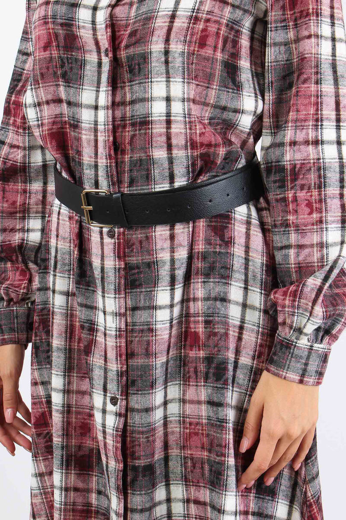 Chemisier Quadri Cintura Bordeaux/nero-3