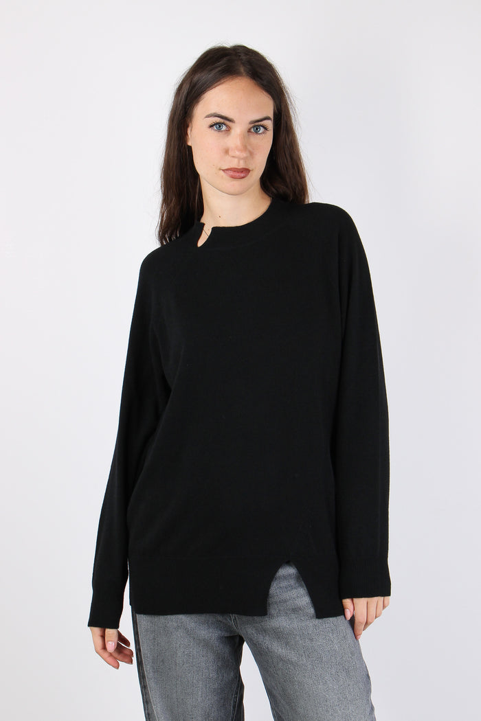 Maglia Misto Lana Spacco Nero-9