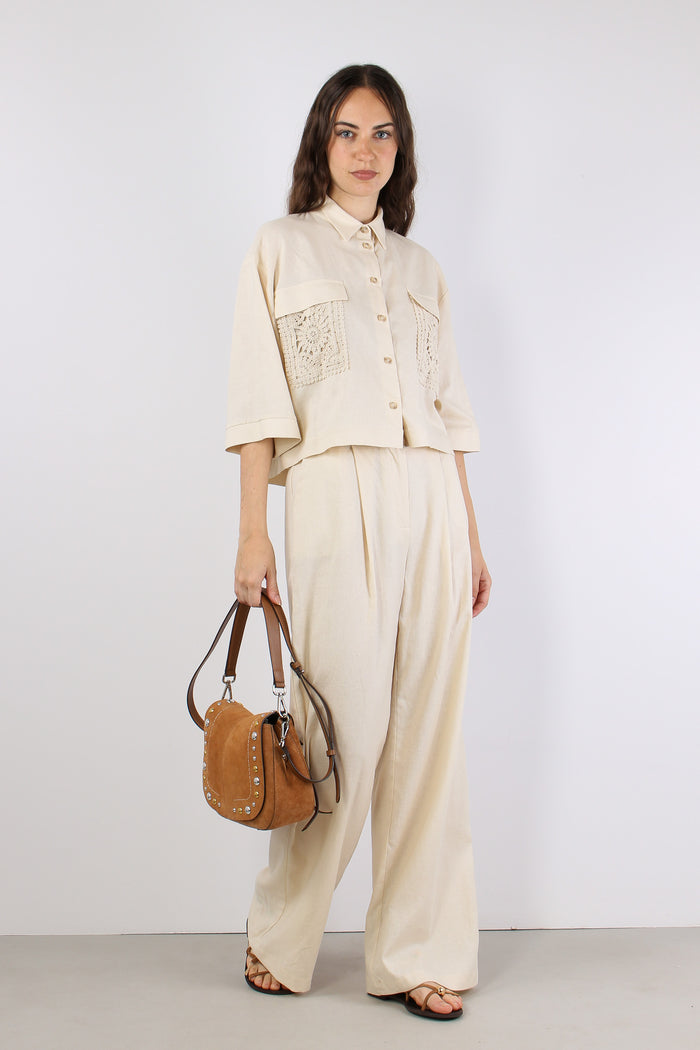 Camicia Tasca Macrame Beige-6
