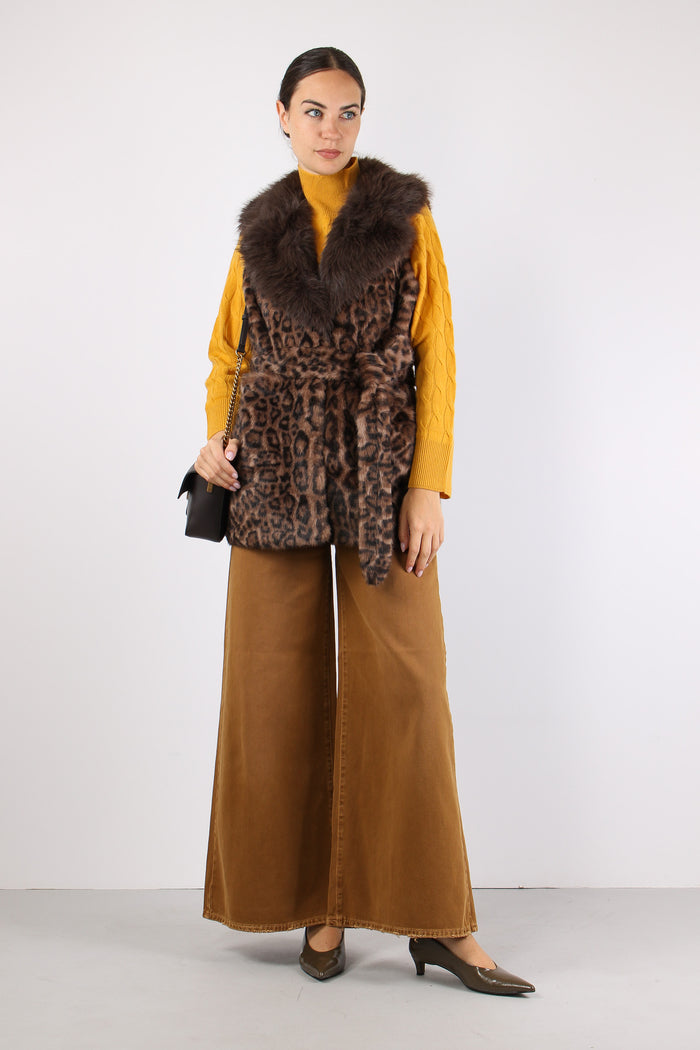 Princess Gilet Ecopelliccia Cinturato Multi Moro-3