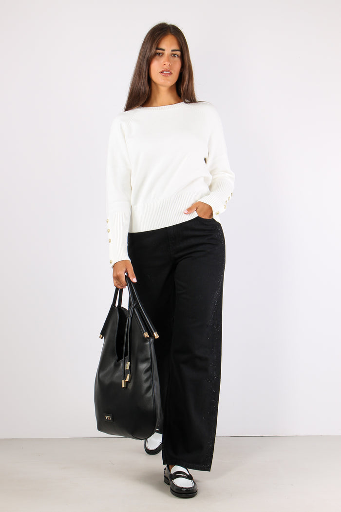 Arwan Maglia Bottoni Manica Latte-6