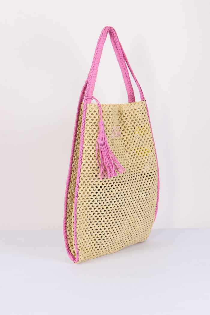 Borsa Rafia Profilo Contrasto Fucsia-7