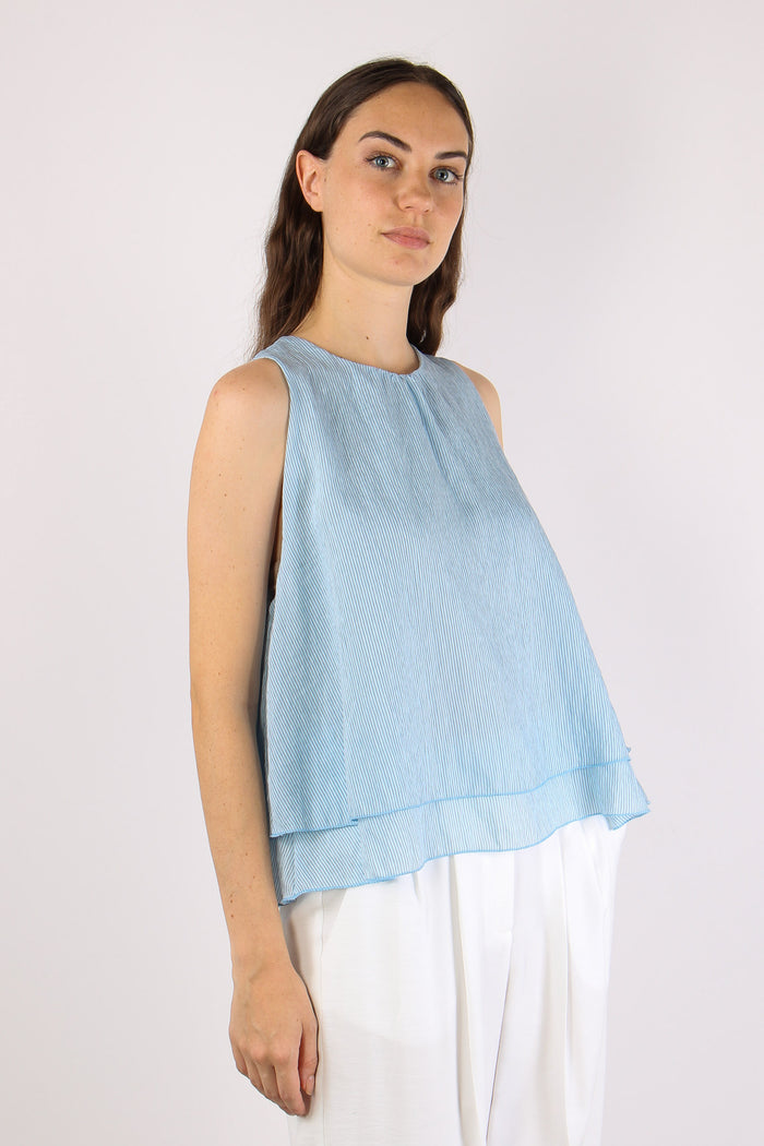 Top Doppiato Riga Viscosa Azzurro/nero-6