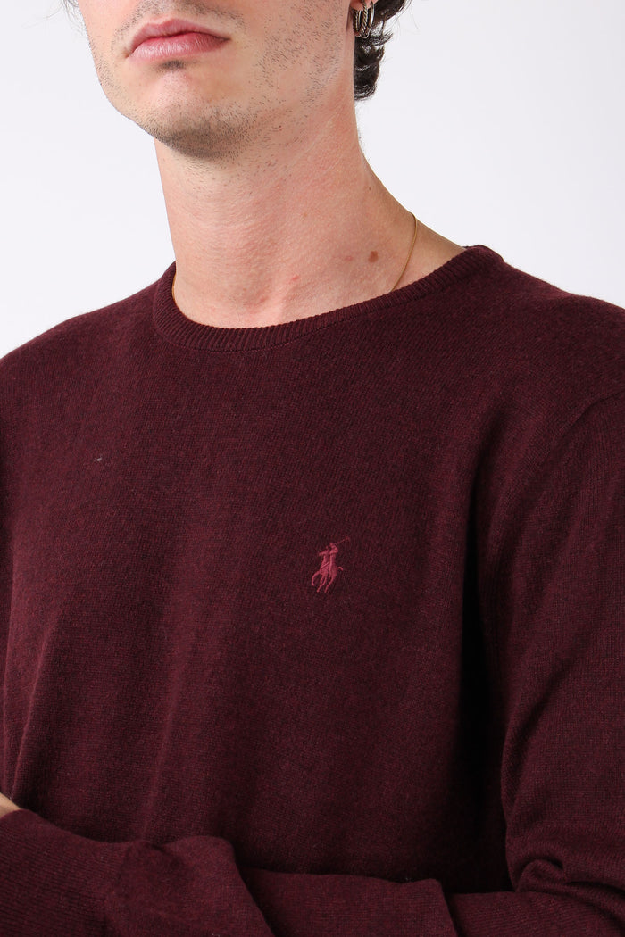 Maglia Girocollo Lambswool Wine Heather-7