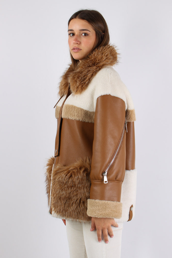 Montone Inserto Ecopelliccia Brown-5