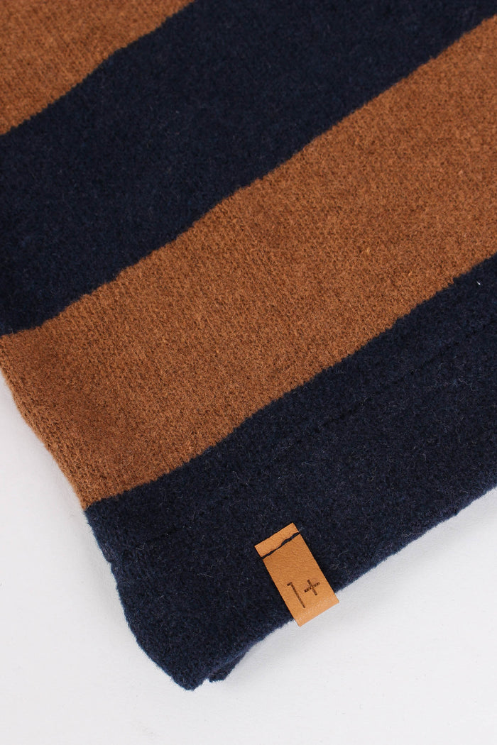 Maglia Riga Caldo Cotone Castagna/blu-4